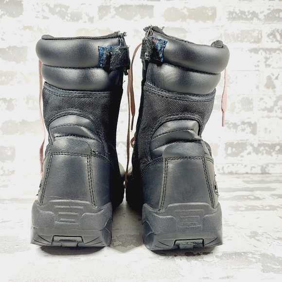 Interceptor Black Leather Tactical Lace Up Round Toe Boots V376 main image 7